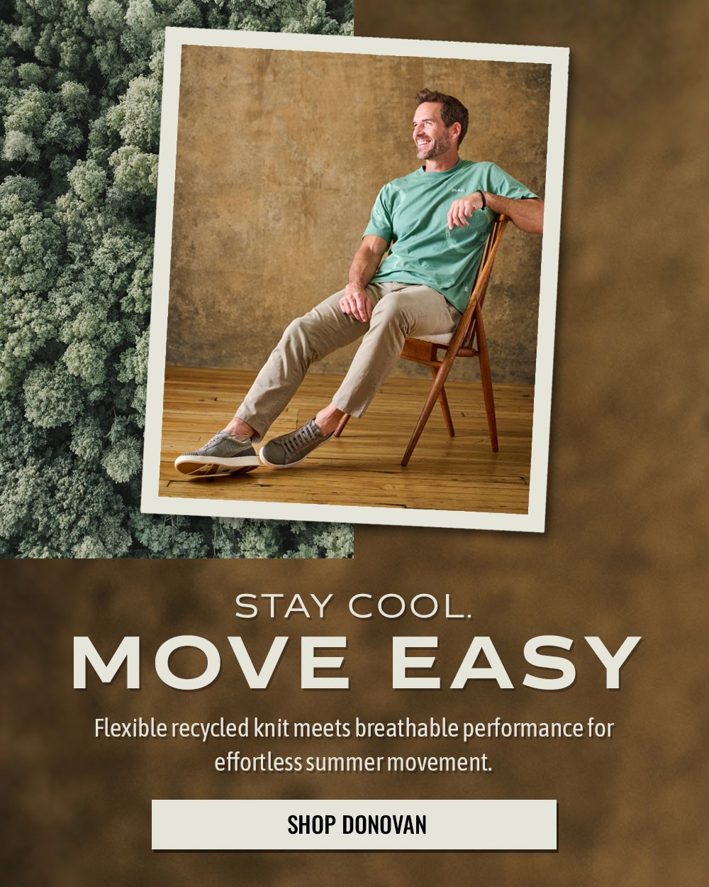 Stay Cool. Move Easy. Flexible recycled knit meets breathable performance for effortless summer movement. Shop Donovan. Donovan in titan grey.