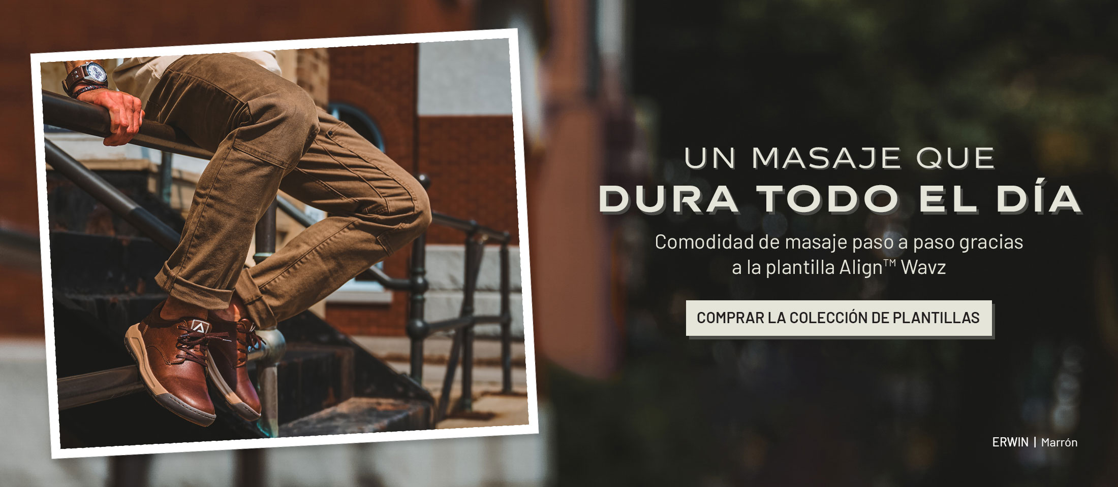 Un masaje que dura todo el día. Masajea la comodidad paso a paso gracias a la plantilla Align™ Wavz. Compra la colección de plantillas Wavz. Erwin en marrón.