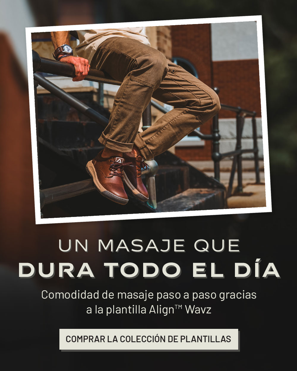 Un masaje que dura todo el día. Masajea la comodidad paso a paso gracias a la plantilla Align™ Wavz. Compra la colección de plantillas Wavz. Erwin en marrón.