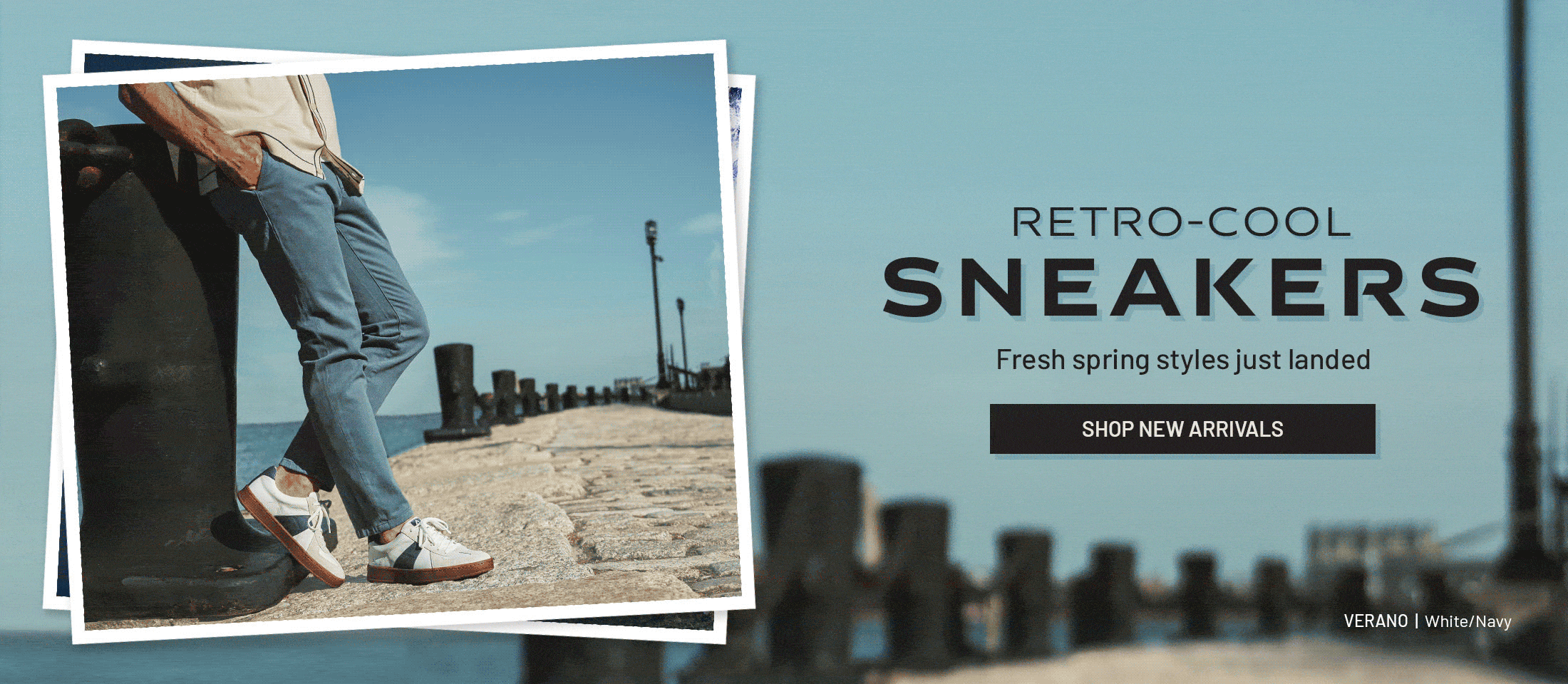 Retro-Cool Sneakers. Fresh spring styles just landed. Shop New Arrivals. Verano sneakers in white/navy.
