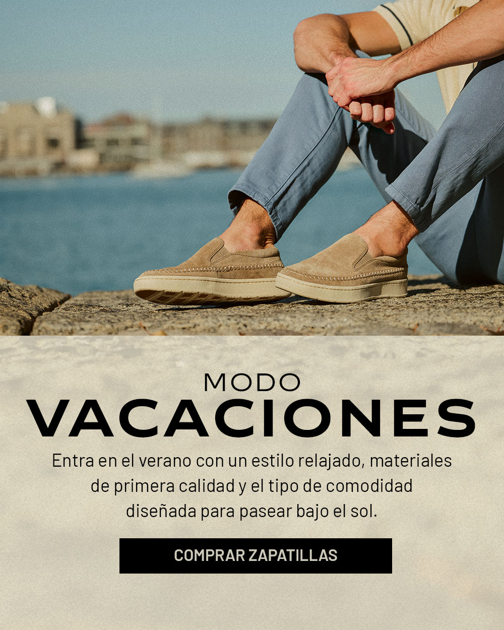 Modo vacaciones. Entra en el verano con un estilo relajado, materiales _de primera calidad y el tipo de comodidad diseñada para pasear bajo el sol. Comprar zapatillas. Ventura in gris claro.