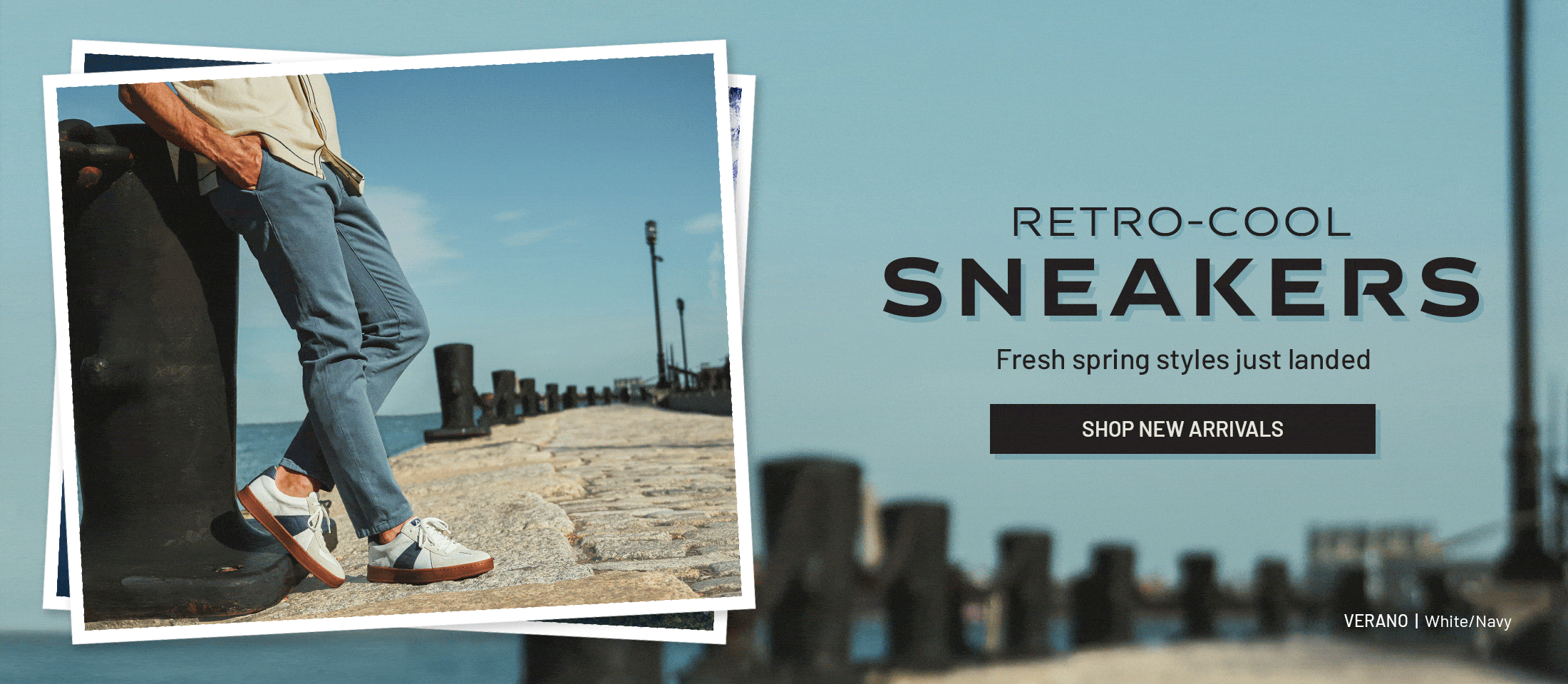 Retro-Cool Sneakers. Fresh spring styles just landed. Shop New Arrivals. Verano sneakers in white/navy.